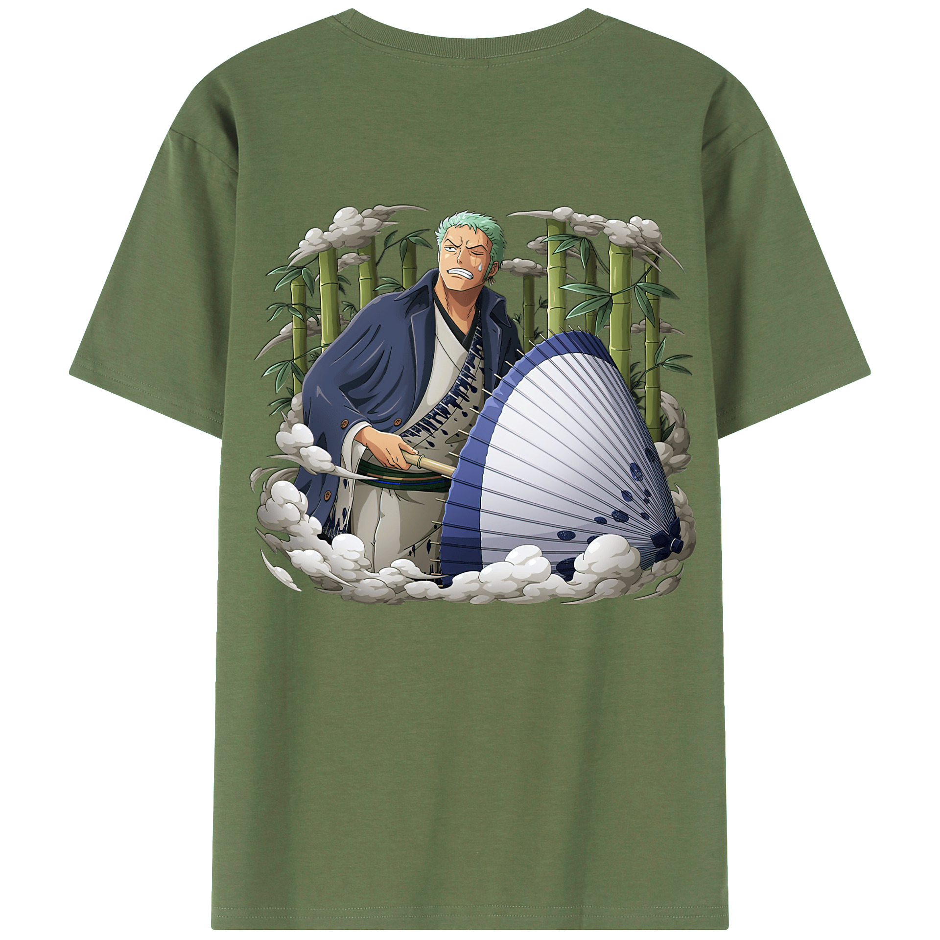 ワンピース ロロノア・ゾロ ONE PIECE Roronoa Zoro 綿100％ メンズ半袖Tシャツ（バックプリント） 通気性